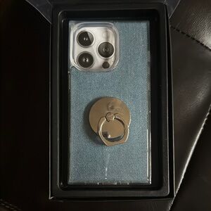 FLAUNT Blue Denim Phone Case with Silver Phone Ring